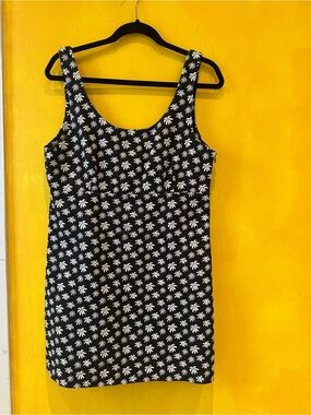 Afends Black Mini Dress with White Palm Print